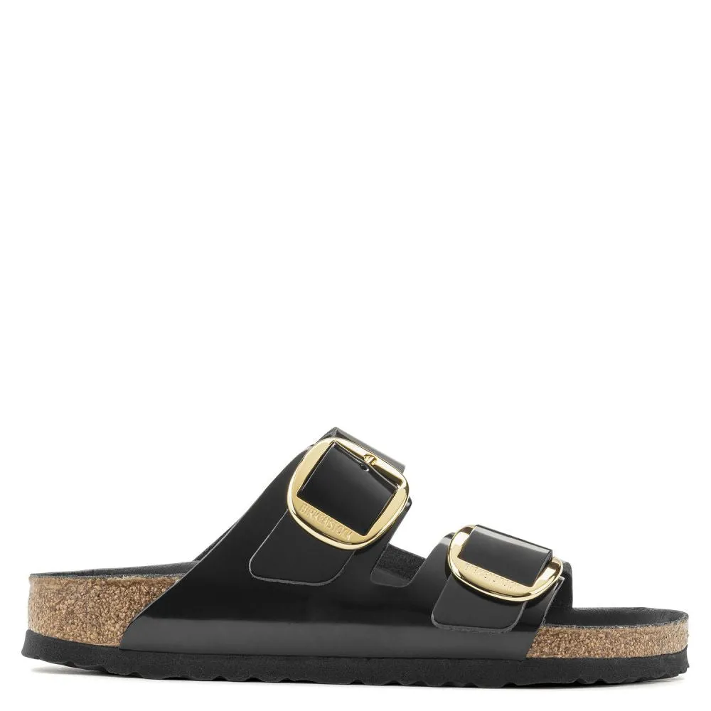 Birkenstock Women's Arizona Big Buckle Natural Leather Patent in High Shine Black (Narrow Width)