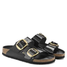 Birkenstock Women's Arizona Big Buckle Natural Leather Patent in High Shine Black (Narrow Width)