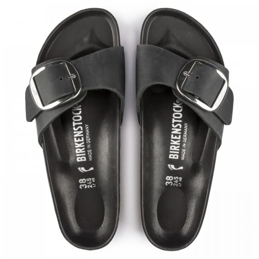 Birkenstock Women's Madrid Big Buckle Oiled Leather in Black (Narrow Width)