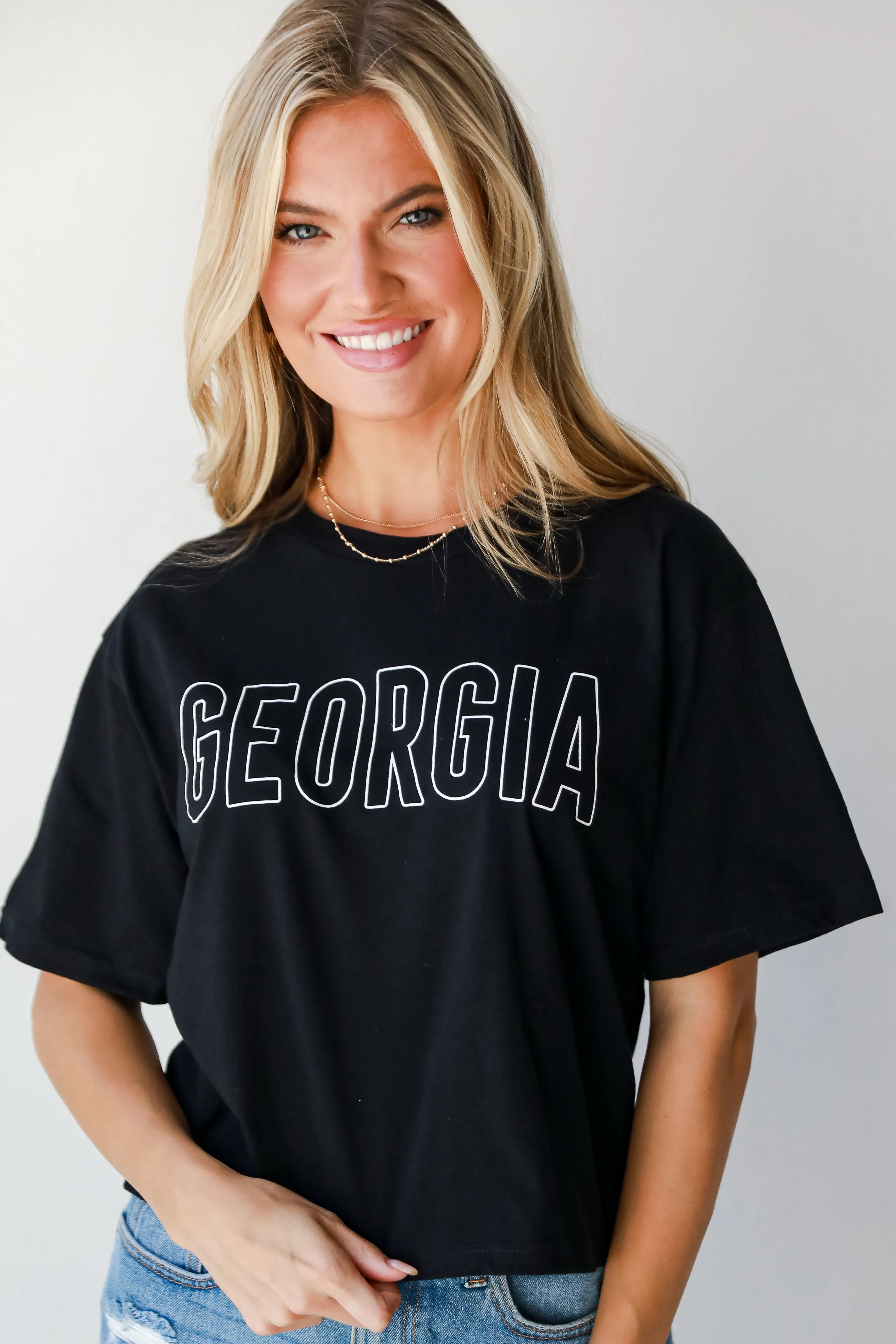 Black Georgia Block Letter Cropped Tee