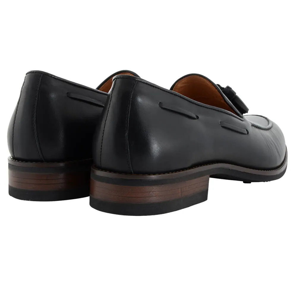 Black Leather Tassel Loafers