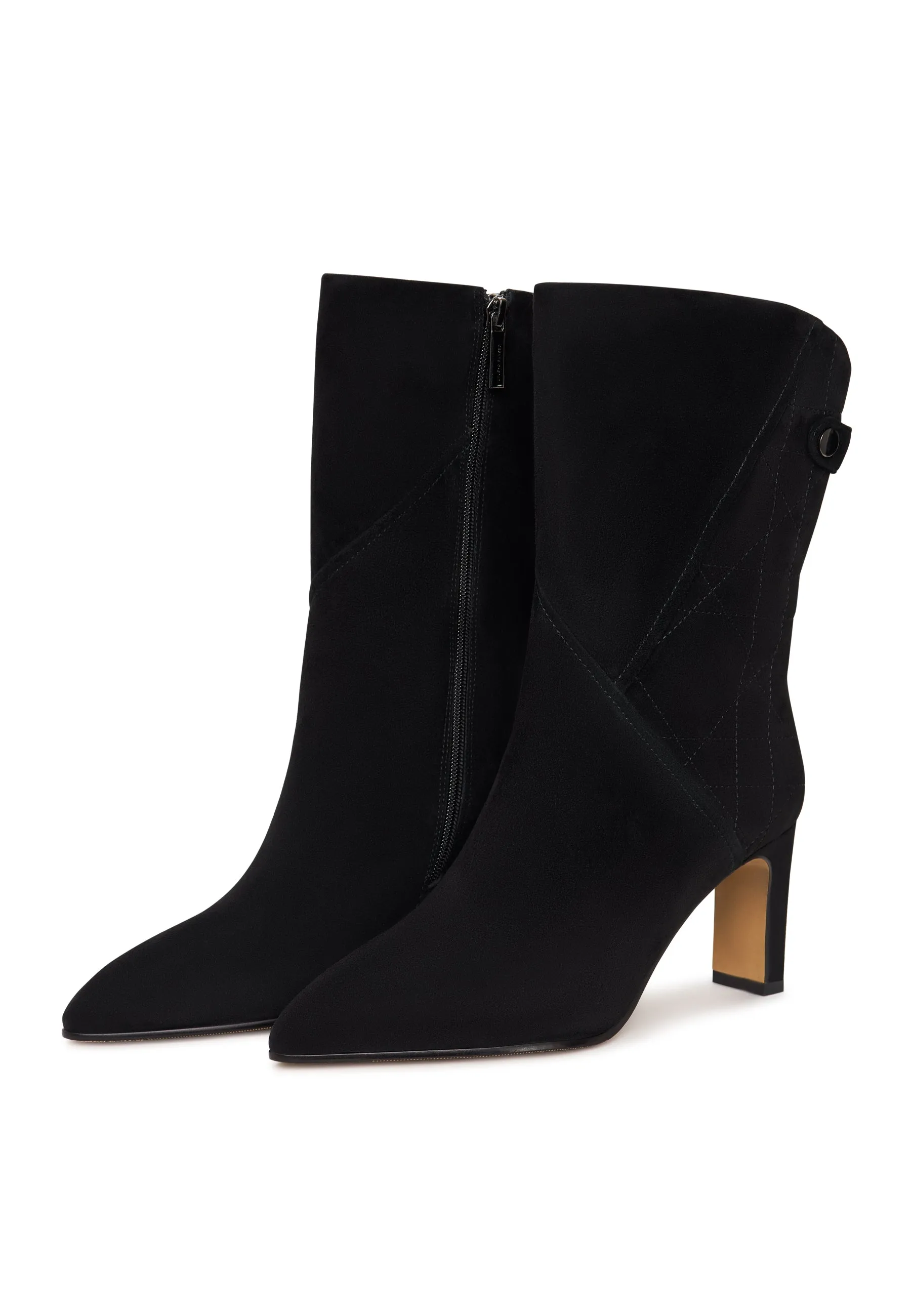 Black Suede Heeled Boots Bella