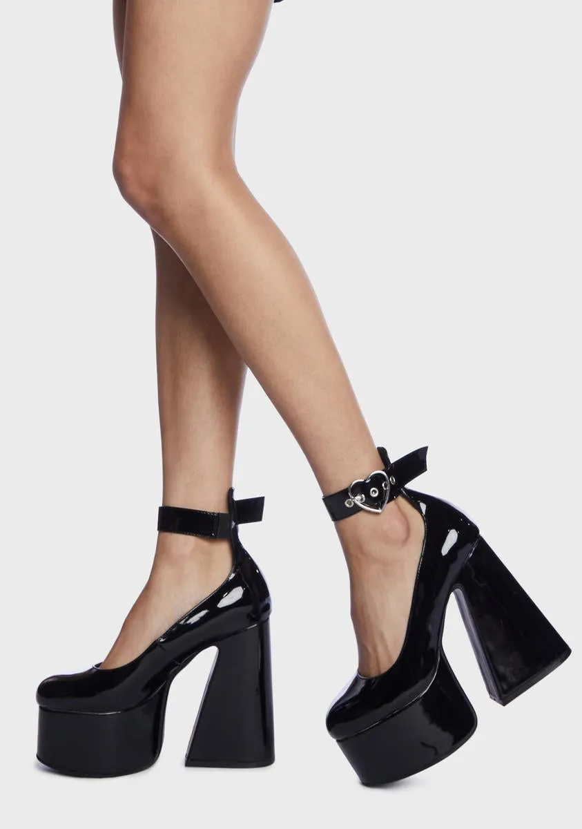 Black Those Days Platform Heels