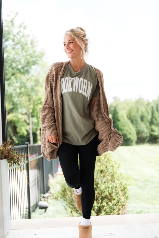 Bookworm Olive Oversized Graphic Tee