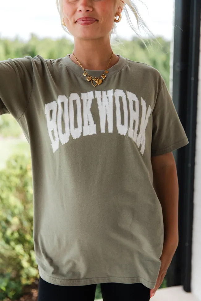 Bookworm Olive Oversized Graphic Tee