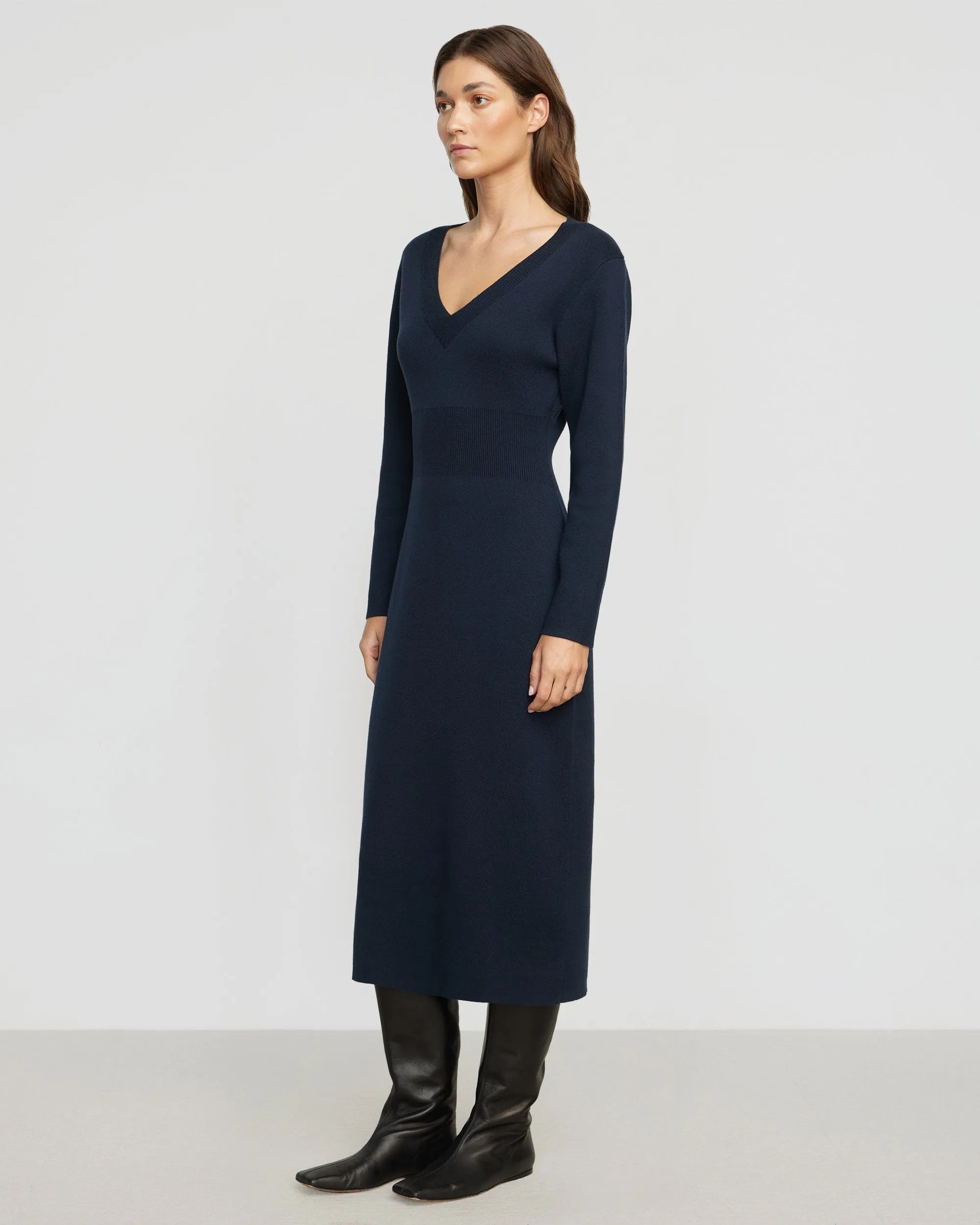 Bora Off-Shoulder V-Neck Sweater Dress