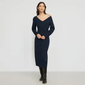 Bora Off-Shoulder V-Neck Sweater Dress