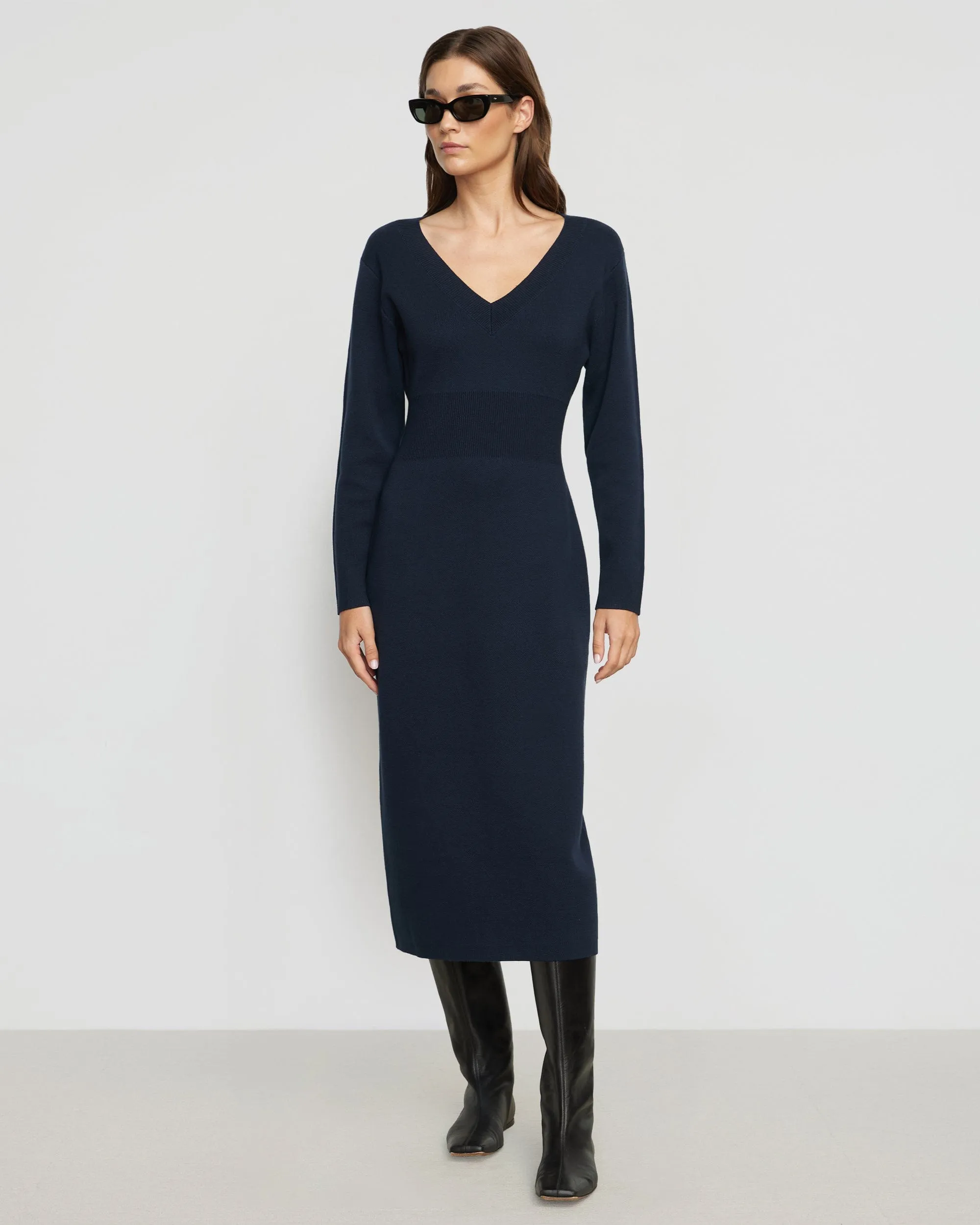 Bora Off-Shoulder V-Neck Sweater Dress