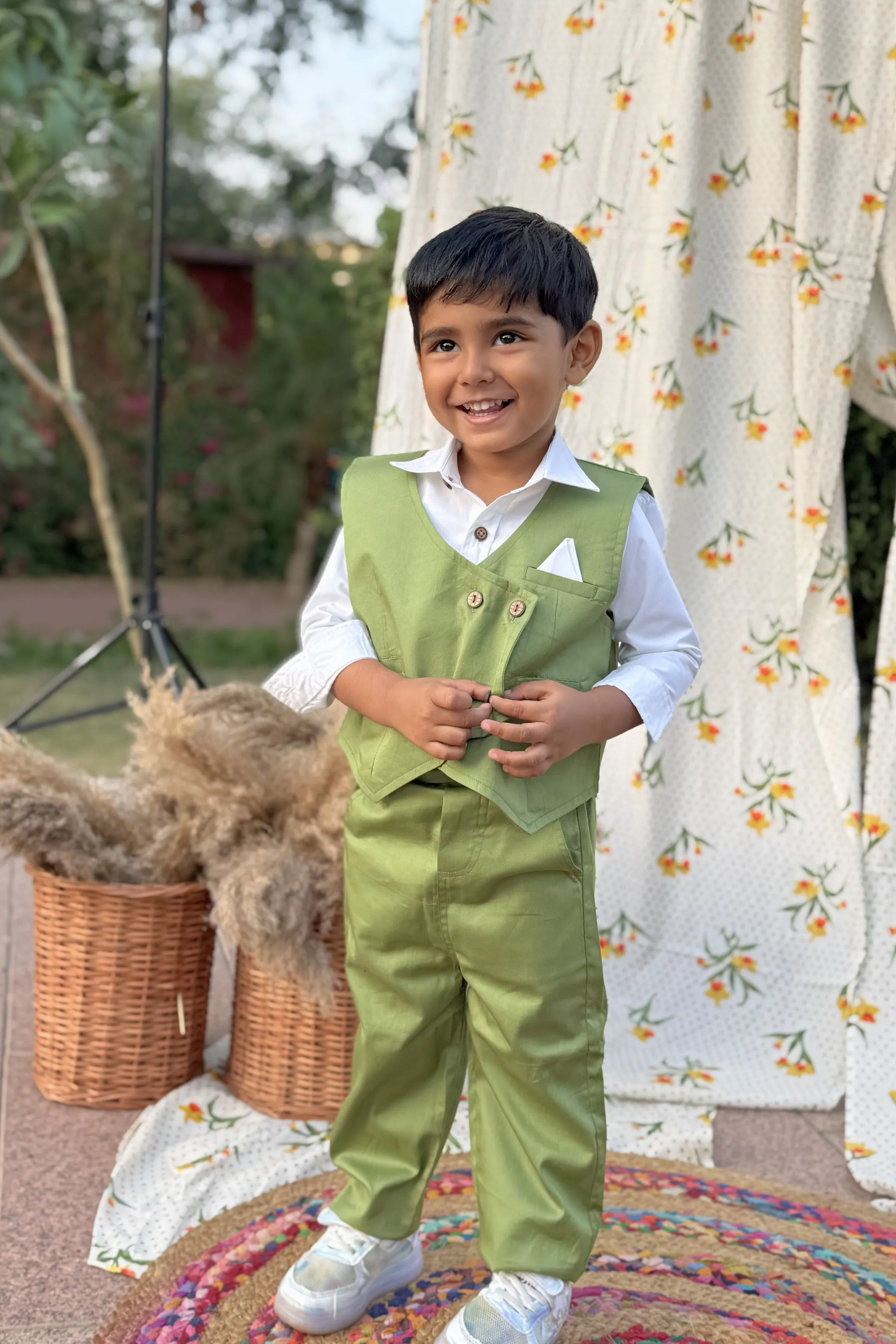 Boys Celebration Premium Cotton 3-piece set with waist coat