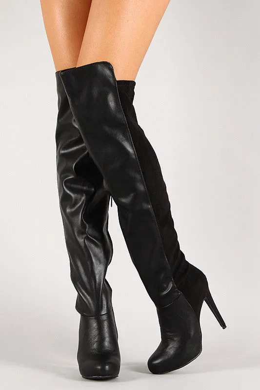 Breckelle Solid Round Toe Stiletto Thigh High Boot