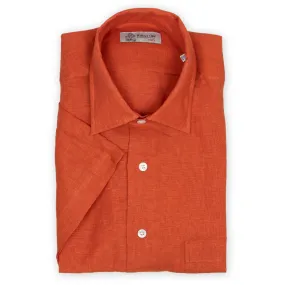 Burnt Orange Linen Short Sleeve Shirt