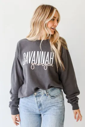 Charcoal Savannah Georgia Script Sweatshirt