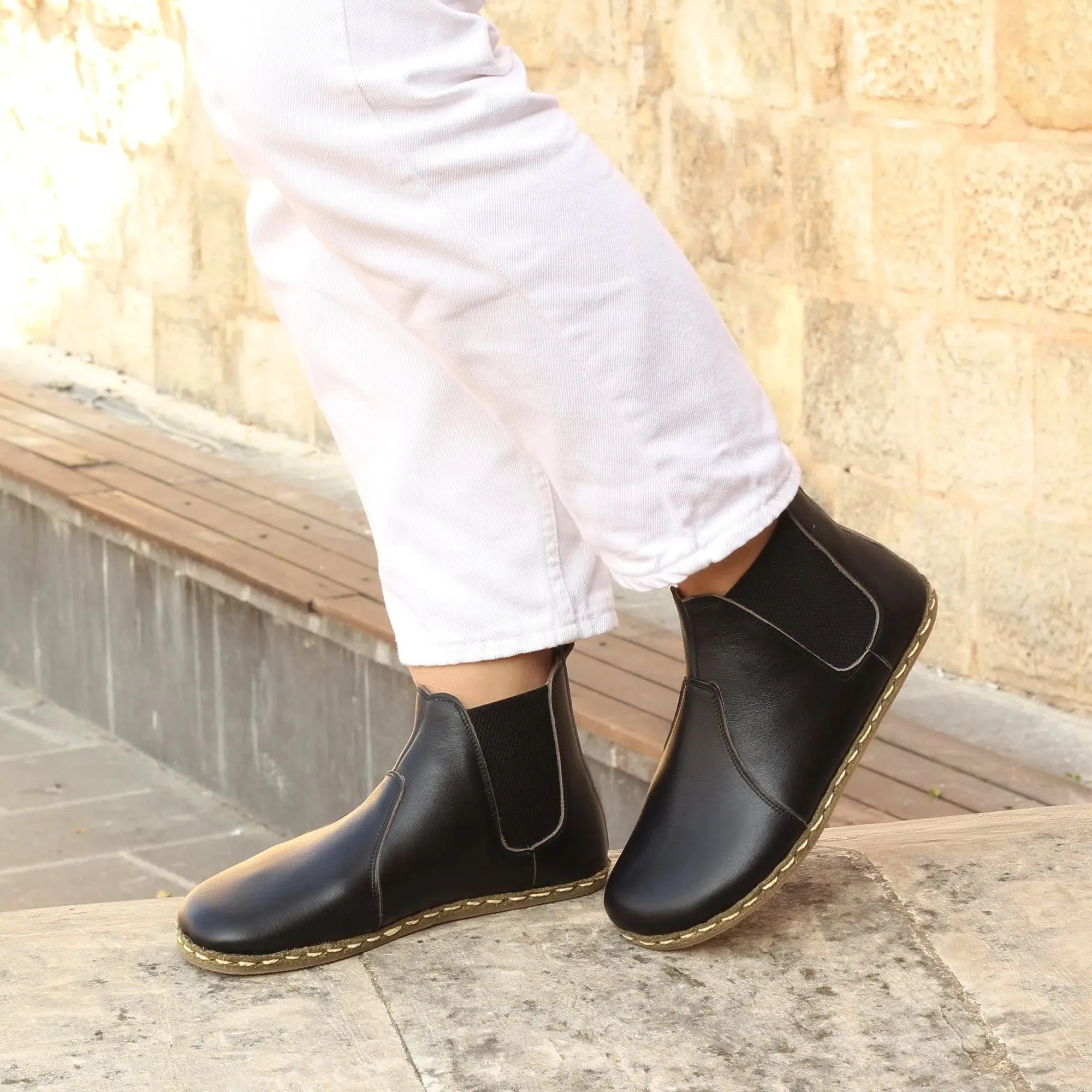 Chelsea Boots Handmade Black Barefoot Women's