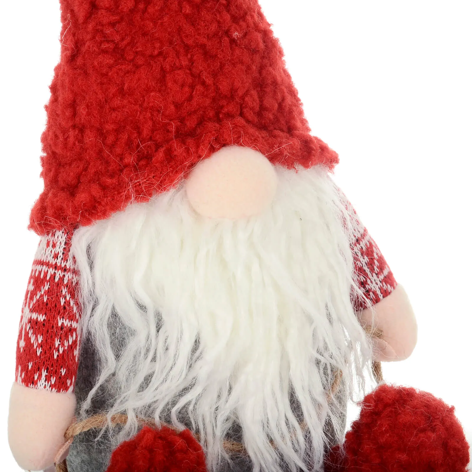 Christmas Gonk On Wooden Sledge Decoration Festive Gnome 36cm