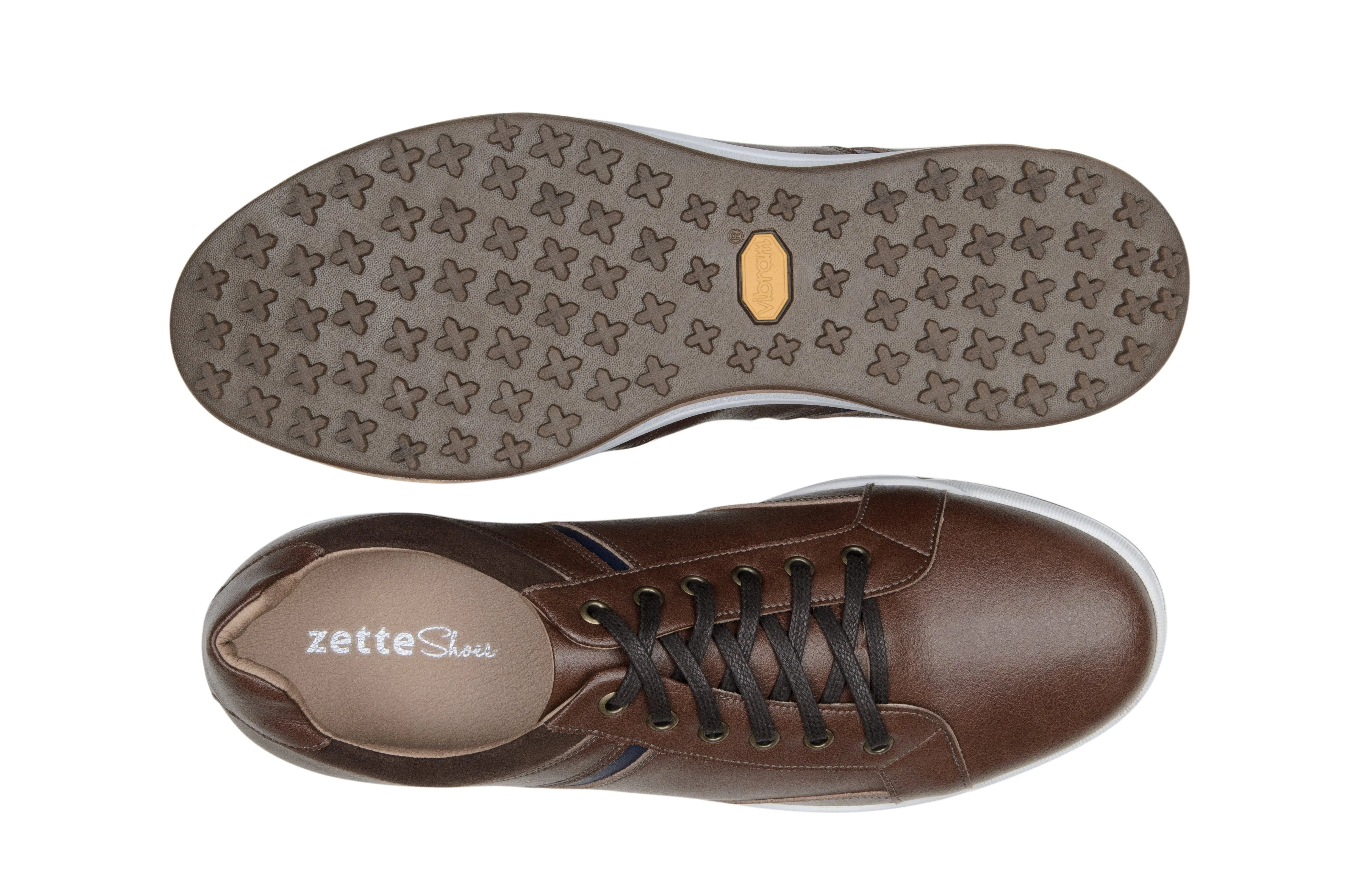 'Ciaran' men's vegan sneaker by Zette Shoes - cognac