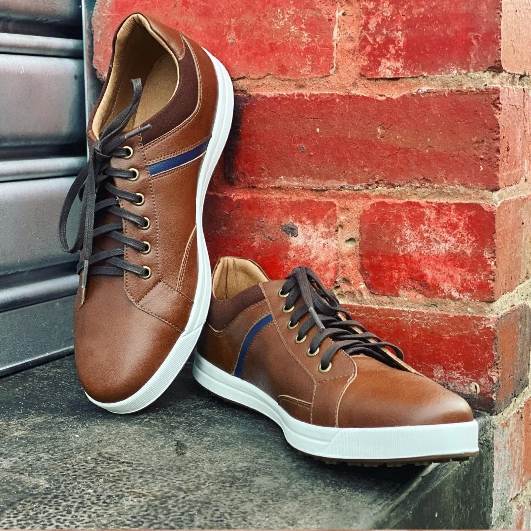 'Ciaran' men's vegan sneaker by Zette Shoes - cognac