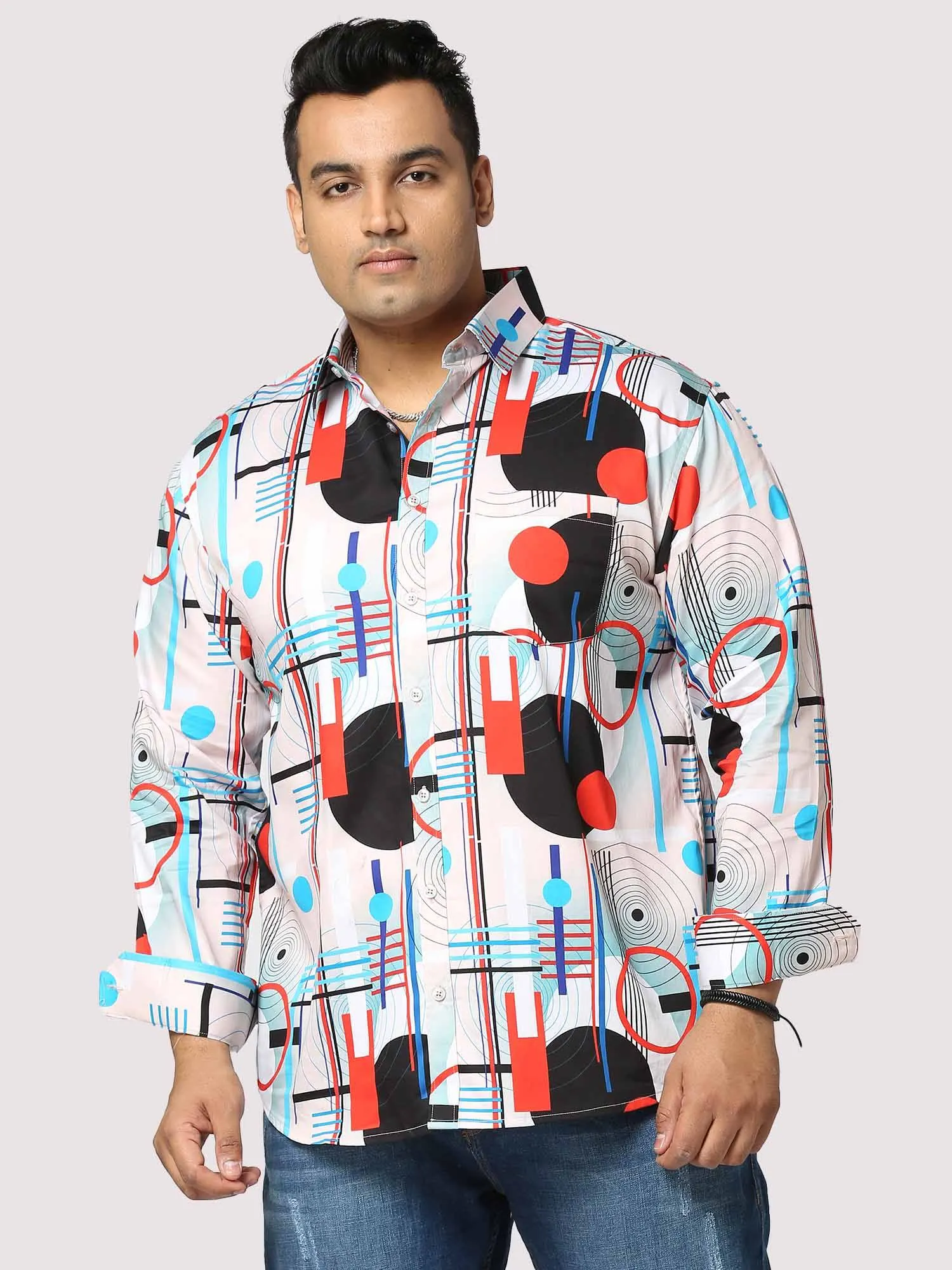 Circle Dance Printed Full Sleeve Men's Plus Size