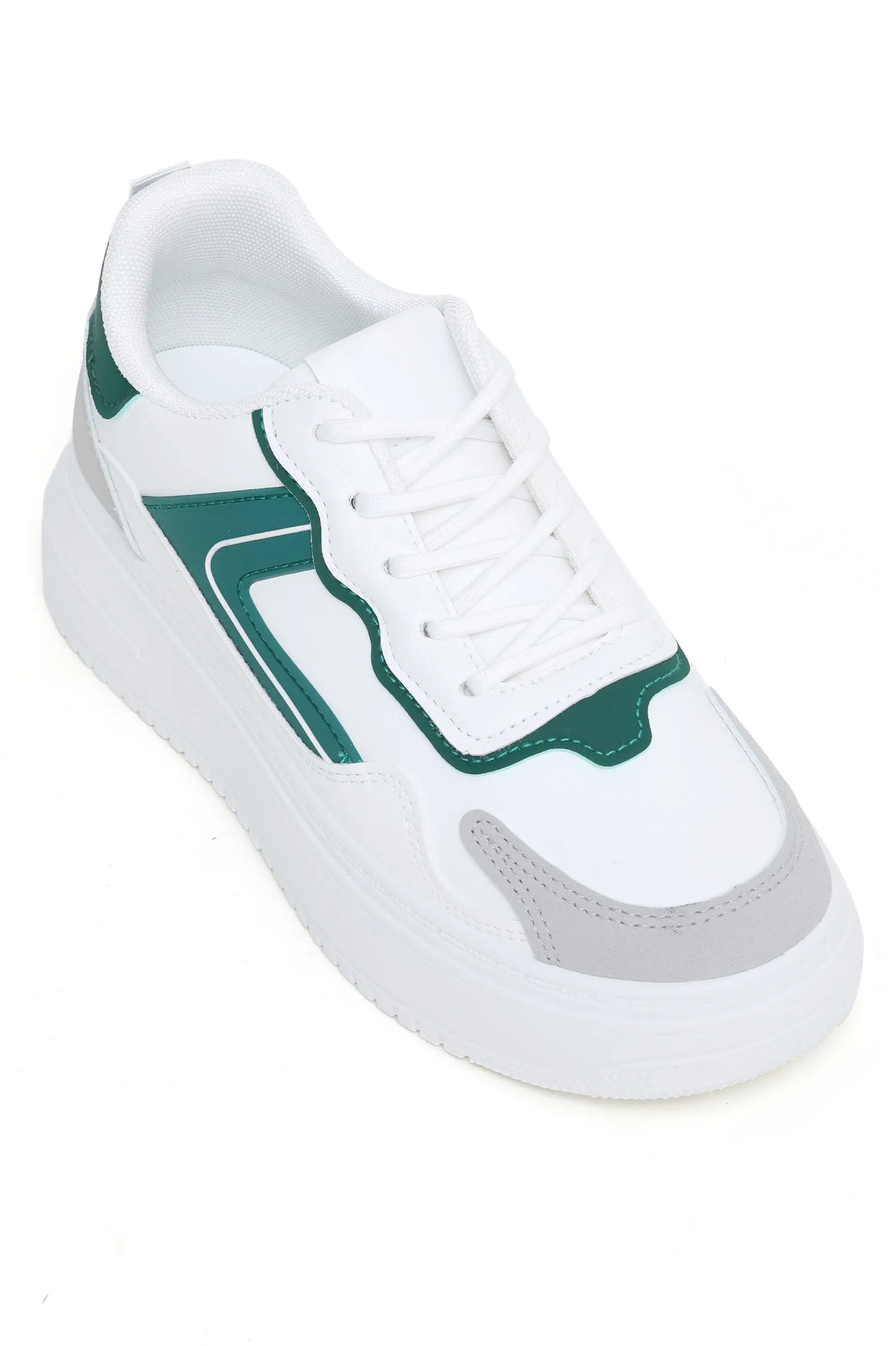 CONTRAST TRAINERS-WHT/GREEN