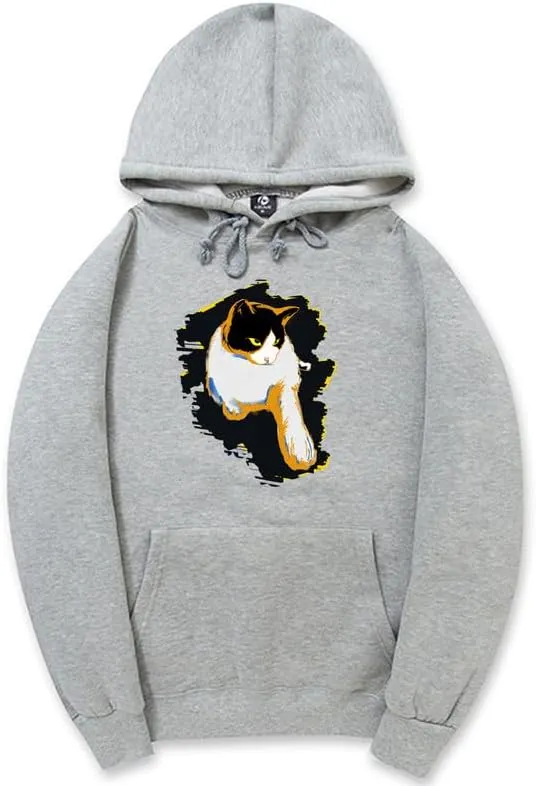 CORIRESHA Women's Teen Cute Cat Hoodie Long Sleeve Drawstring Casual Cotton Sweatshirt