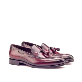 DapperFam Luciano in Burgundy Men's Hand-Painted Patina Loafer