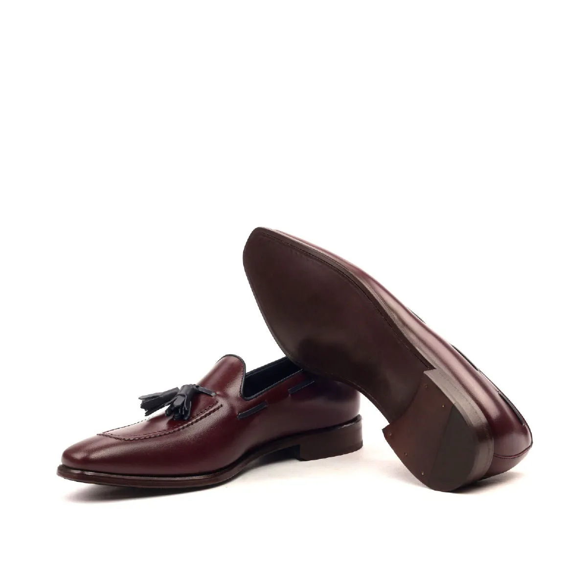 DapperFam Luciano in Burgundy / Navy Men's Italian Leather Loafer