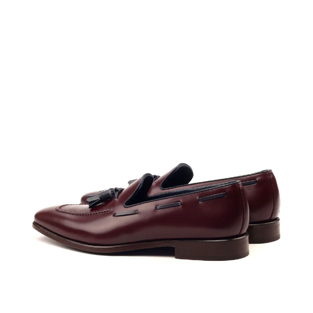 DapperFam Luciano in Burgundy / Navy Men's Italian Leather Loafer