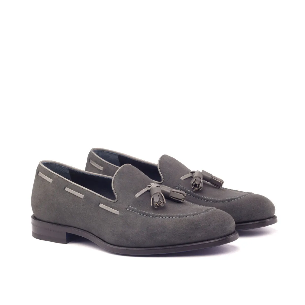 DapperFam Luciano in Grey Men's Lux Suede & Italian Leather Loafer