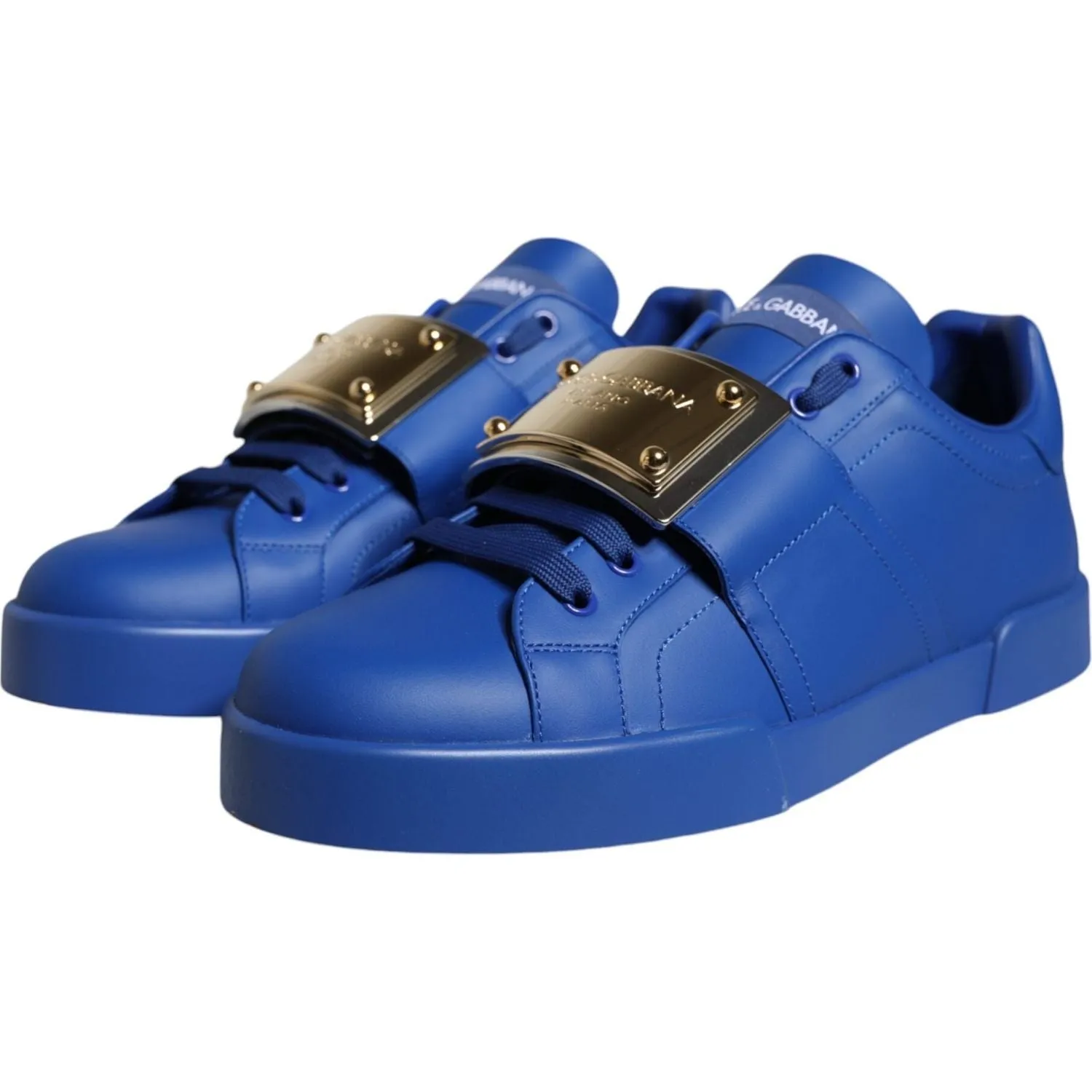 Dolce & Gabbana Blue Leather Low Top Portofino Sneakers Shoes