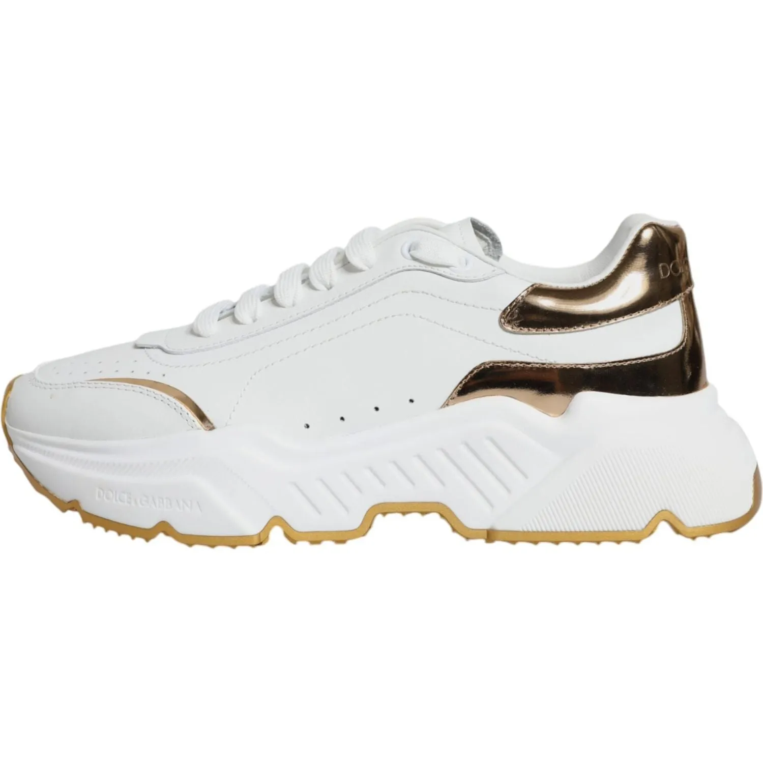 Dolce & Gabbana Gold White Daymaster Low Top Sneakers Shoes