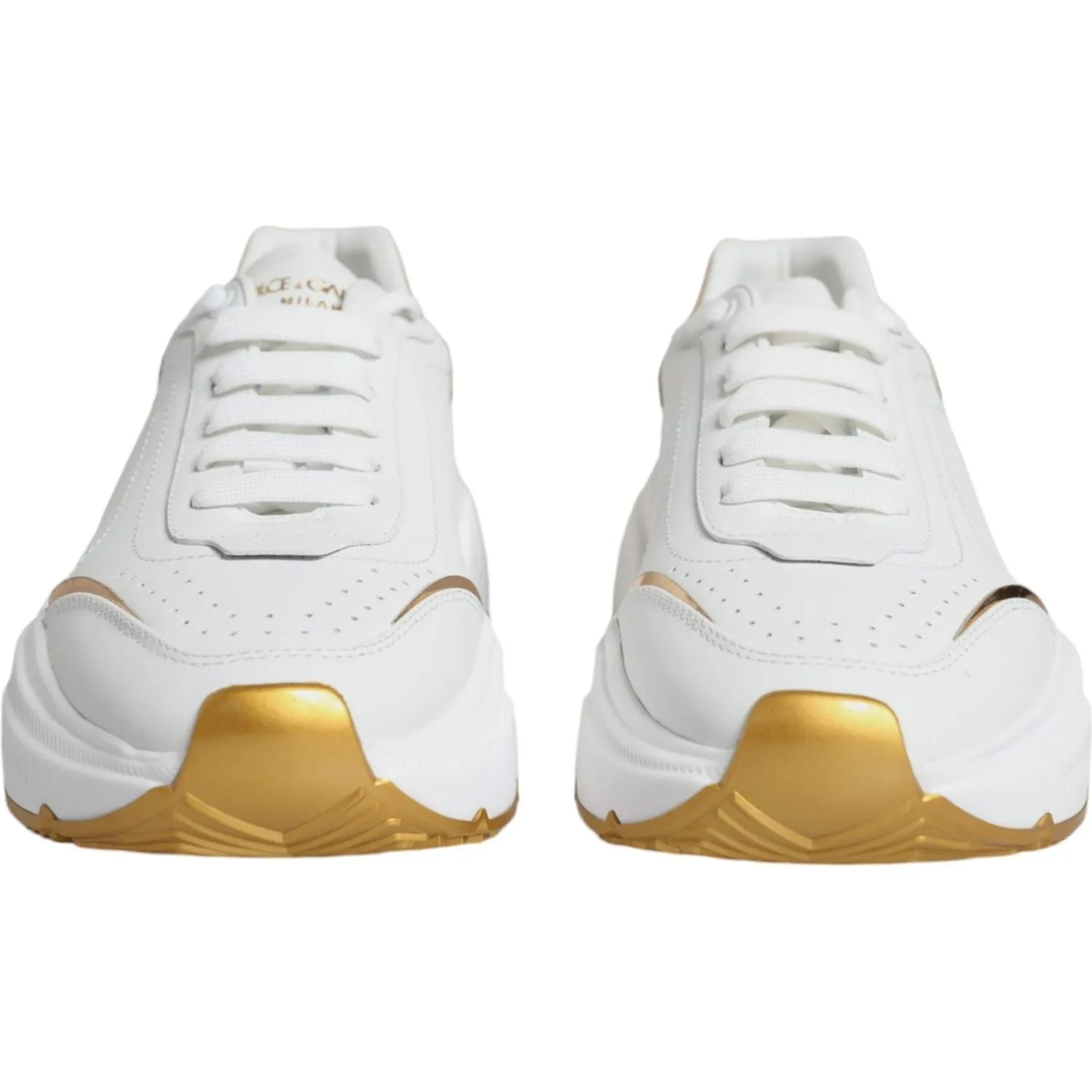 Dolce & Gabbana Gold White Daymaster Low Top Sneakers Shoes