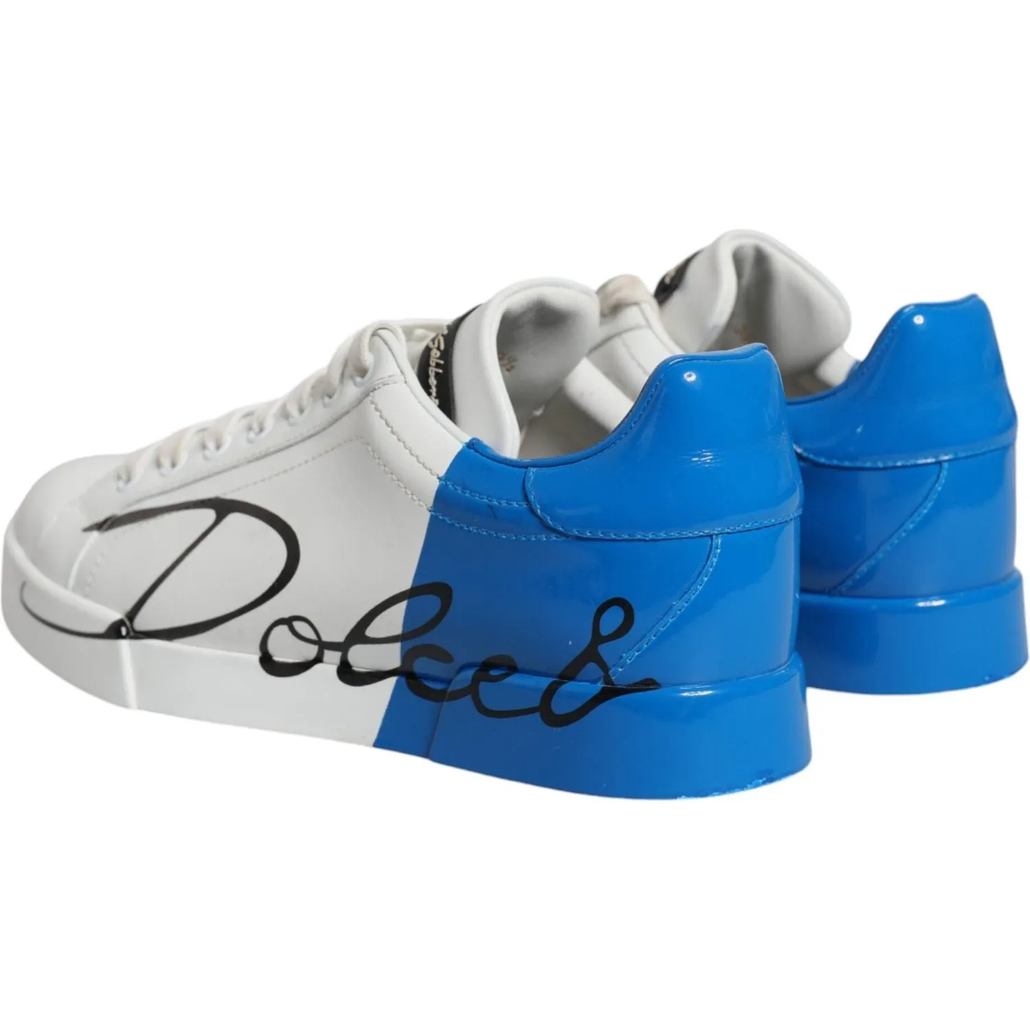 Dolce & Gabbana White Blue Portofino Low Top Sneakers Shoes