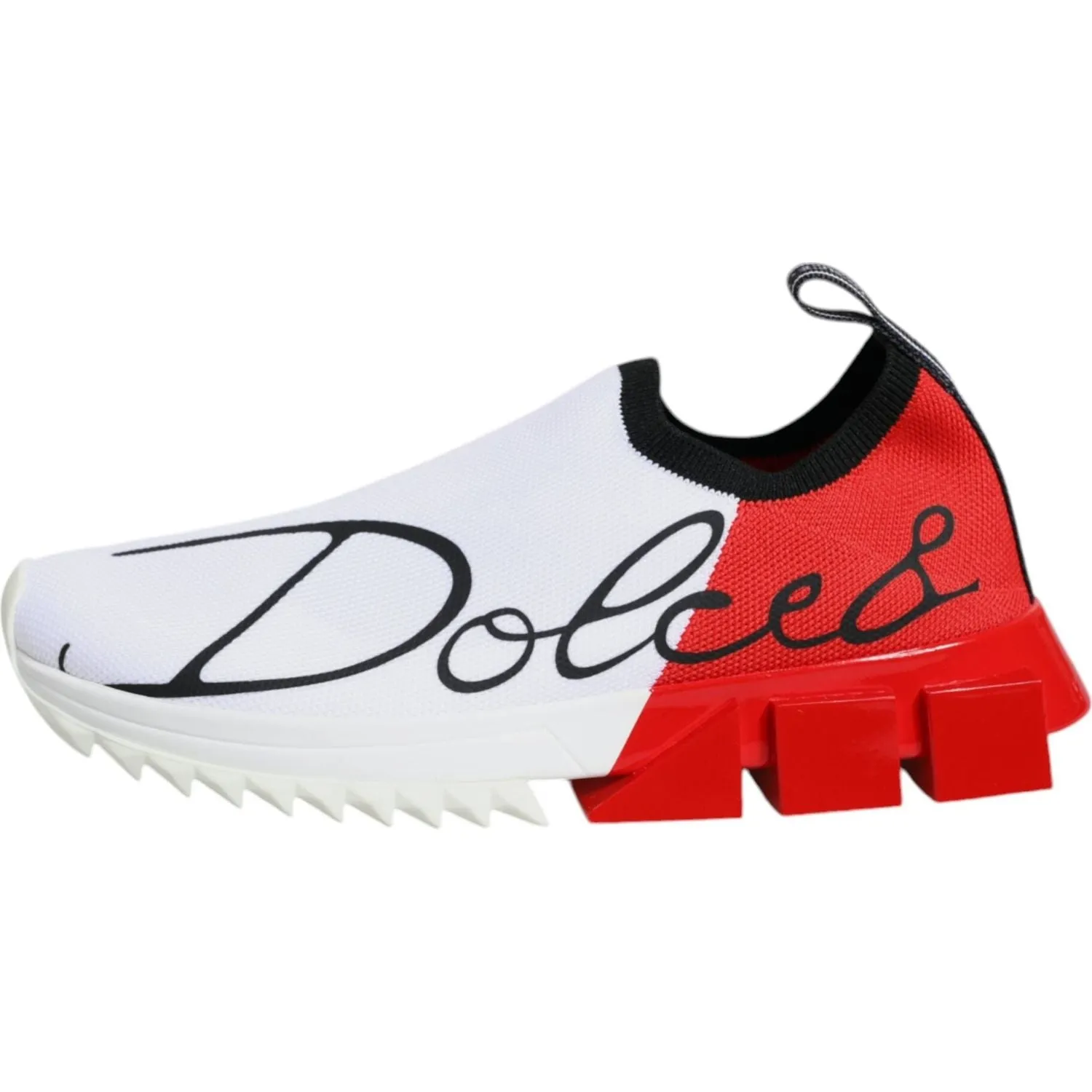 Dolce & Gabbana White Red Low Top Sorrento Men Sneakers Shoes