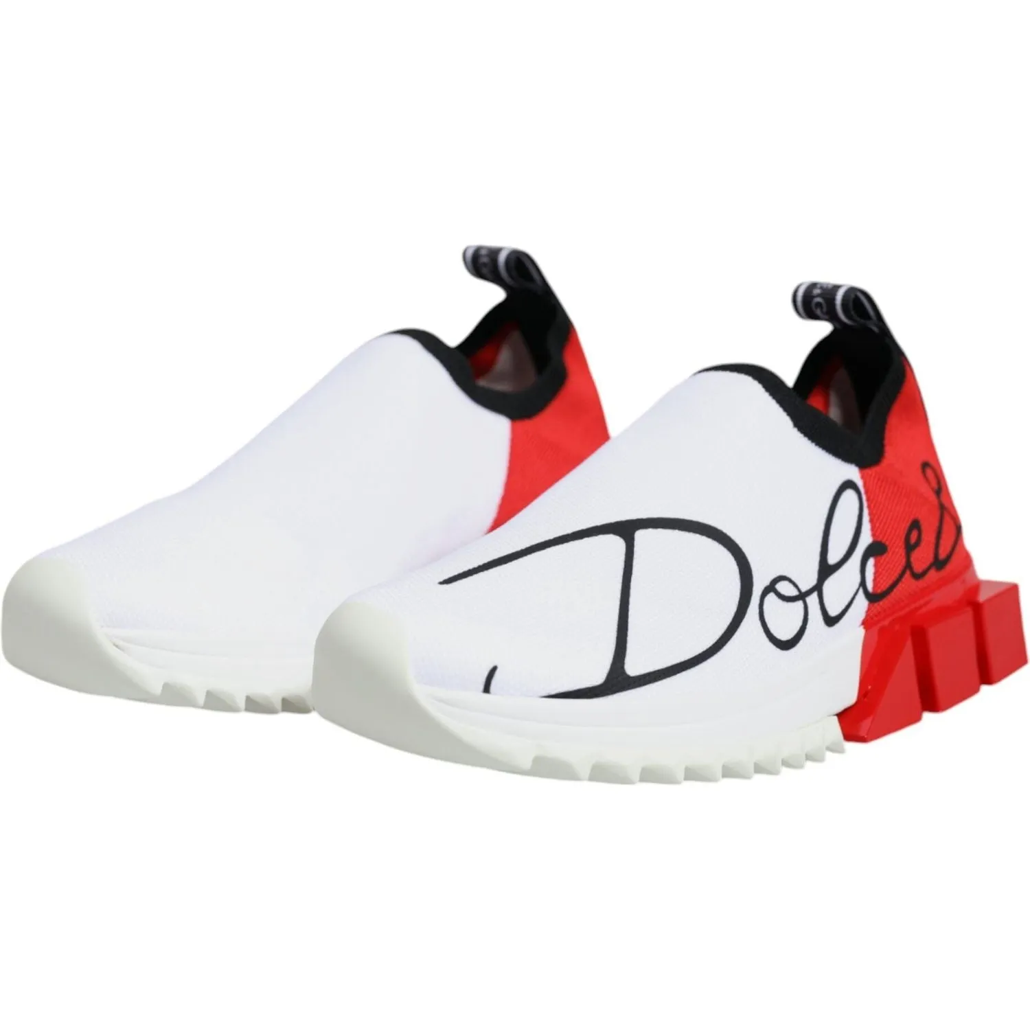 Dolce & Gabbana White Red Low Top Sorrento Men Sneakers Shoes