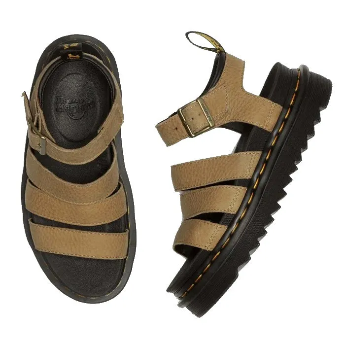 Dr Martens Blaire Savannah Tan Tumled Nubuck 3 Strap Sandal