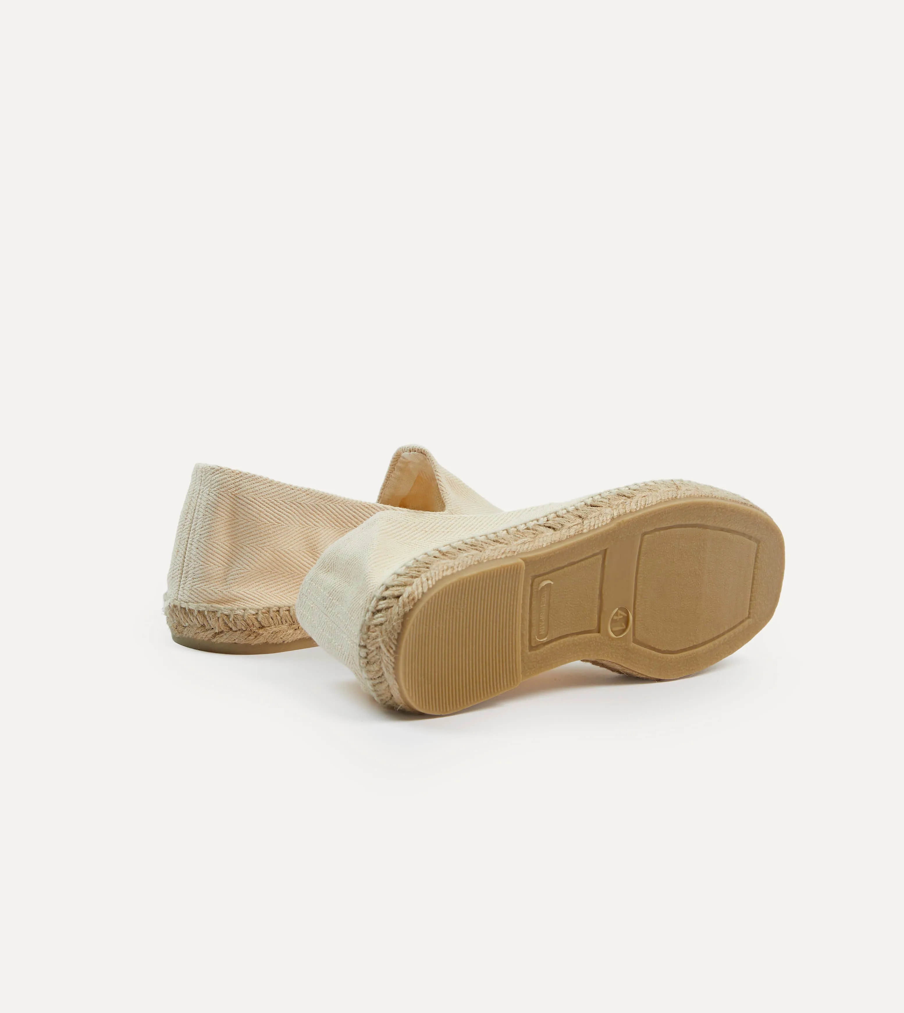 Ecru Herringbone Cotton Espadrilles