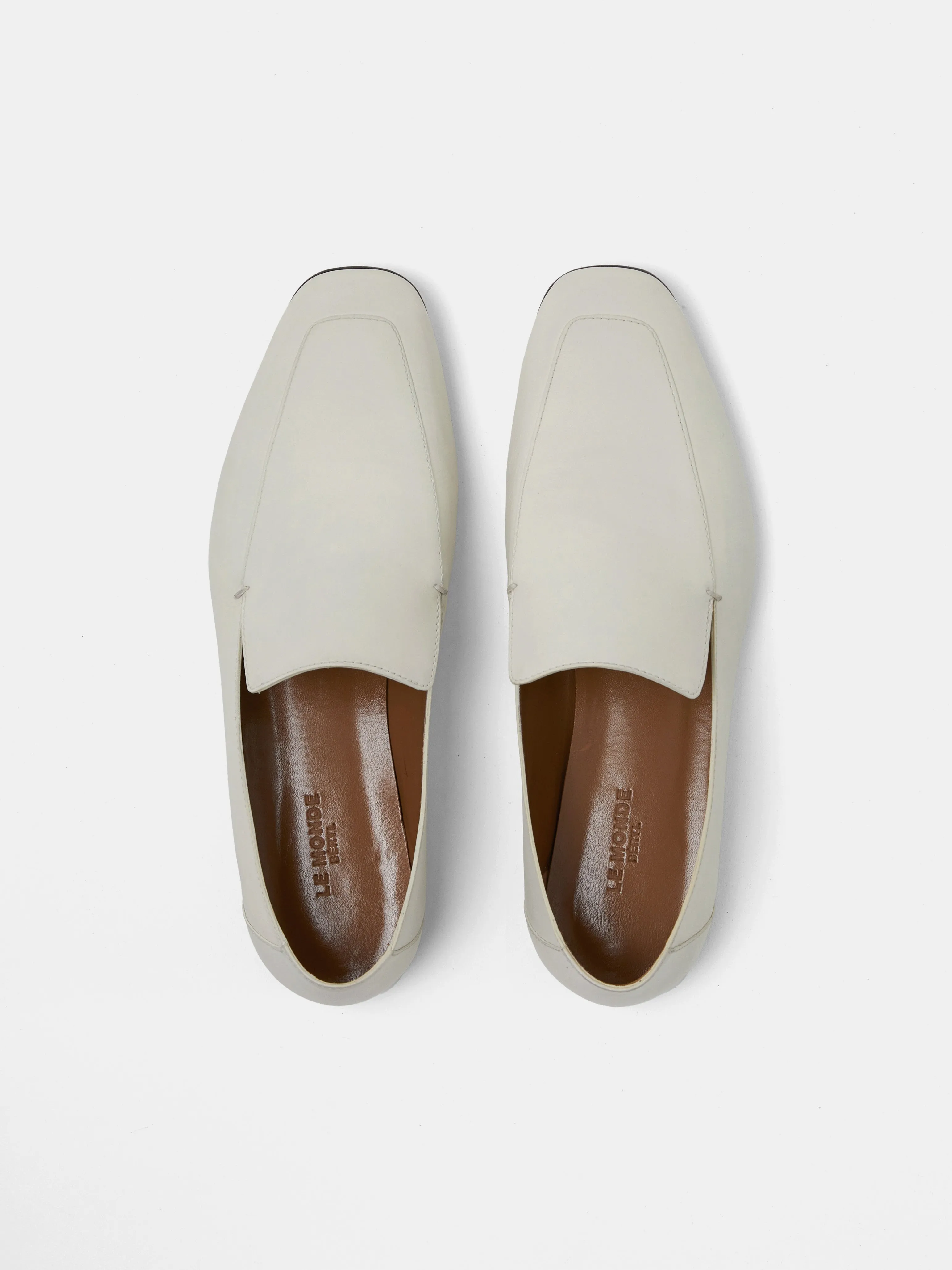 Ecru leather soft loafers