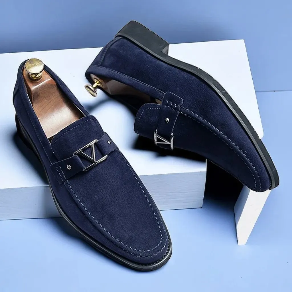 Elegant Slip-on Loafers: Choose from Obsidian Black or Deep Blue, Enjoy the Ease of Breathable Handmade Solid Shoes