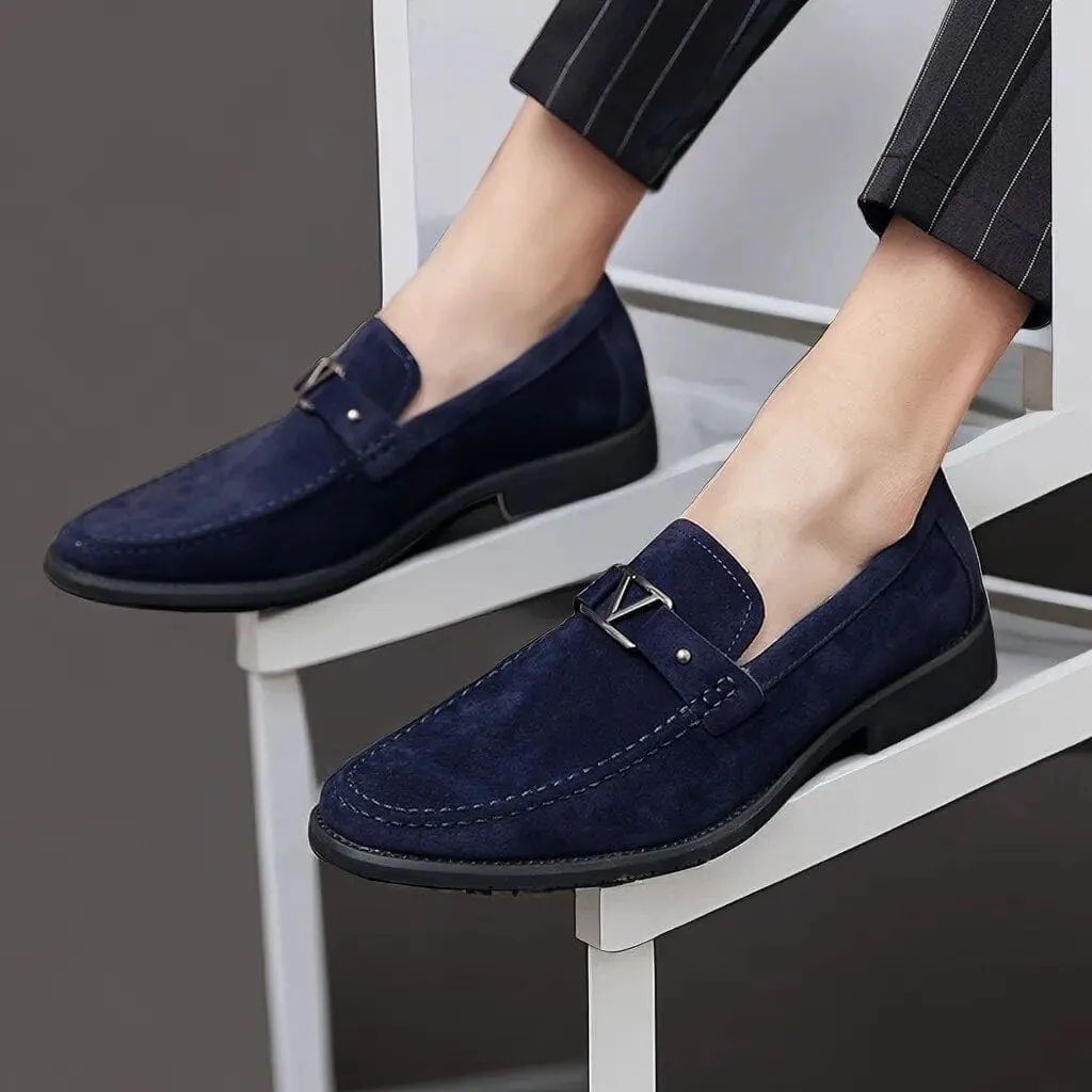 Elegant Slip-on Loafers: Choose from Obsidian Black or Deep Blue, Enjoy the Ease of Breathable Handmade Solid Shoes