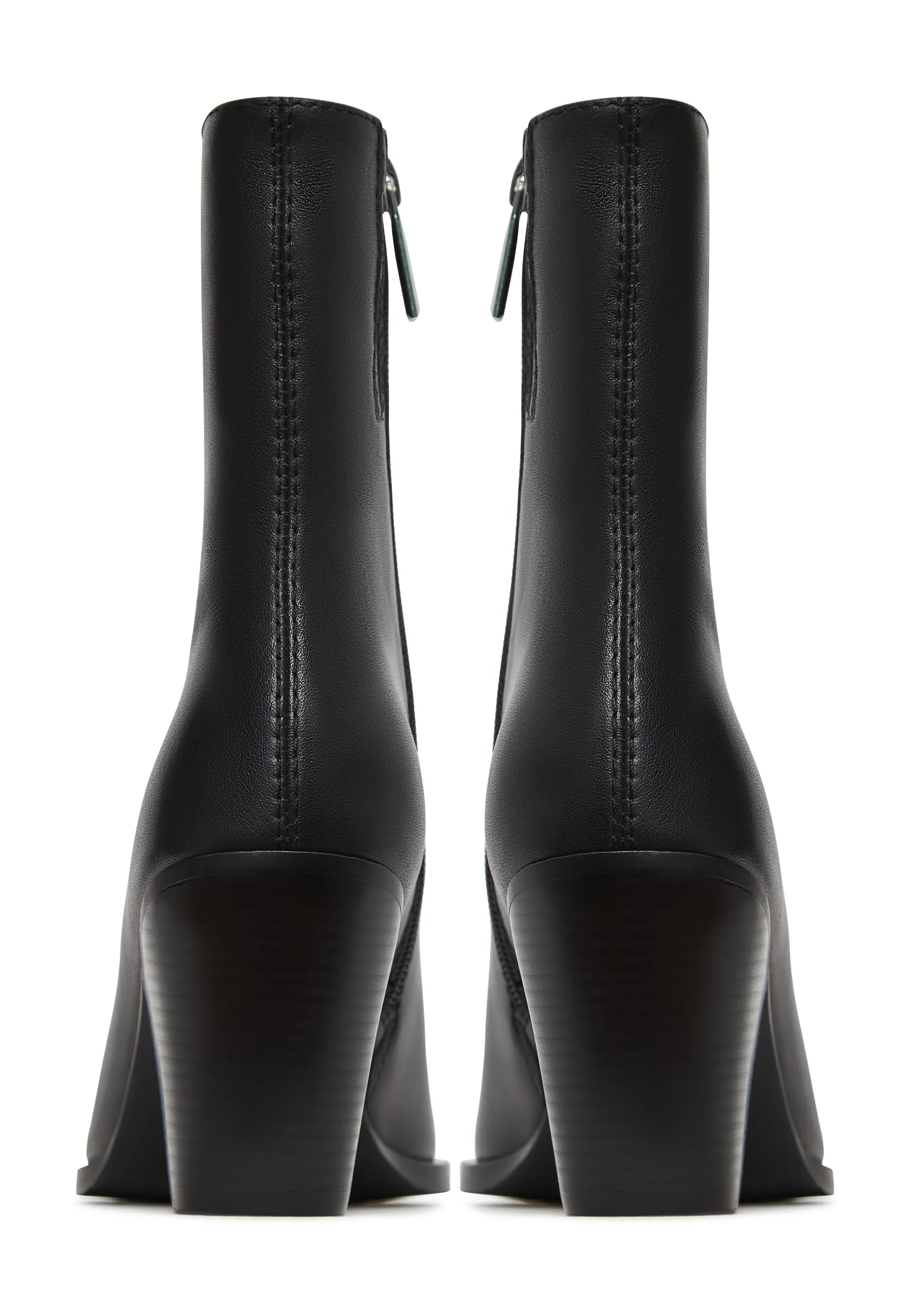 Elegant Zipper Heel Boots Regi - Black