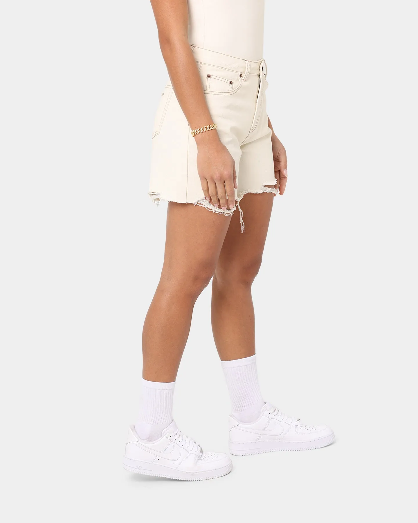 EN ES Women's Boyfriend Denim Short Off White