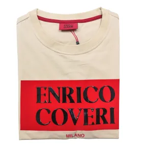 ENRICO COVERI Logo Red Khaki T Shirt