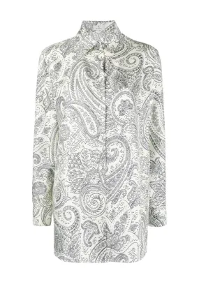 Etro Paisley Print Silk Shirt - Black/ White