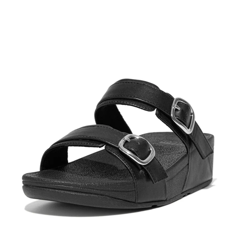 FitFlop Lulu Adjustable Leather Slides Black