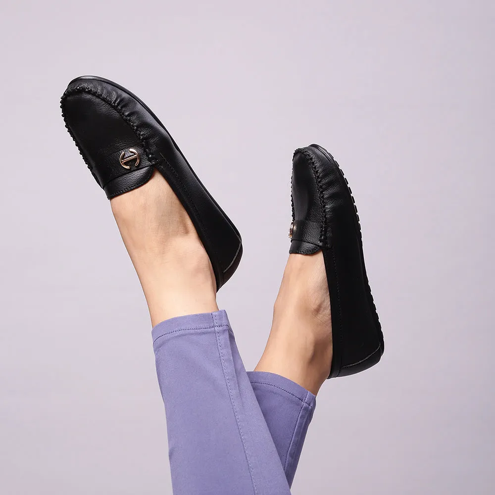 Healers Casual Black Loafers For Women GI-SD-301 By Liberty