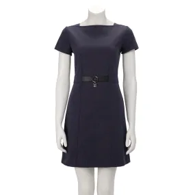 Hermes Bleu Nuit Denim Belted Dress FR 34