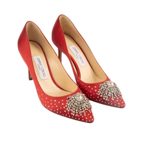 Jimmy Choo Romy Crystal Embellished Satin Pumps