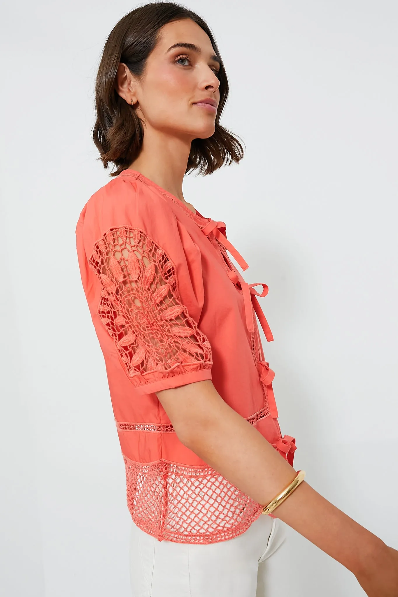 Just Peachy Cotton Eyelet Top