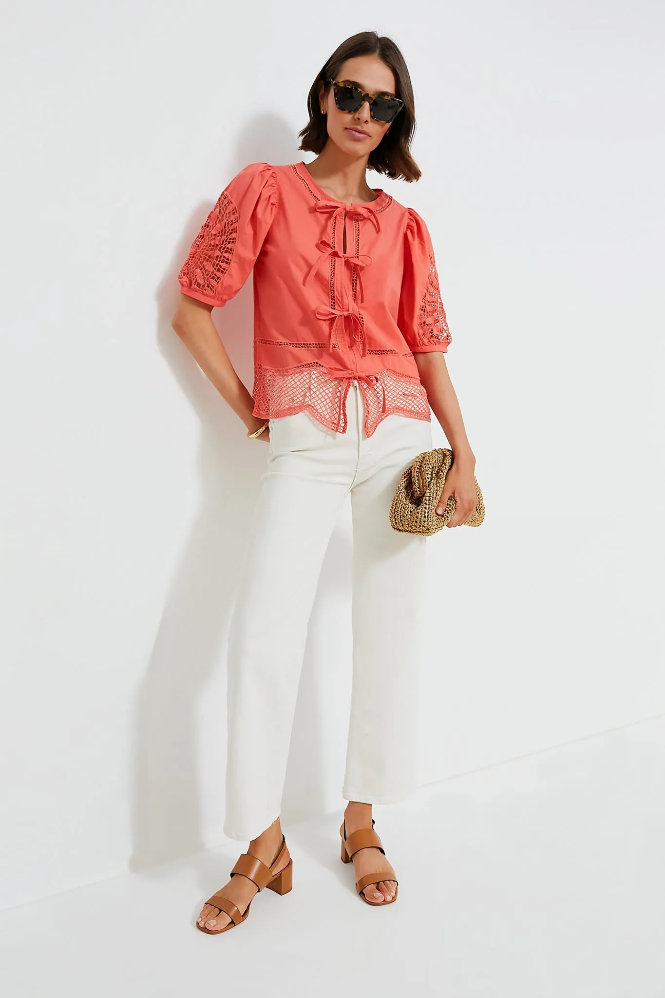 Just Peachy Cotton Eyelet Top