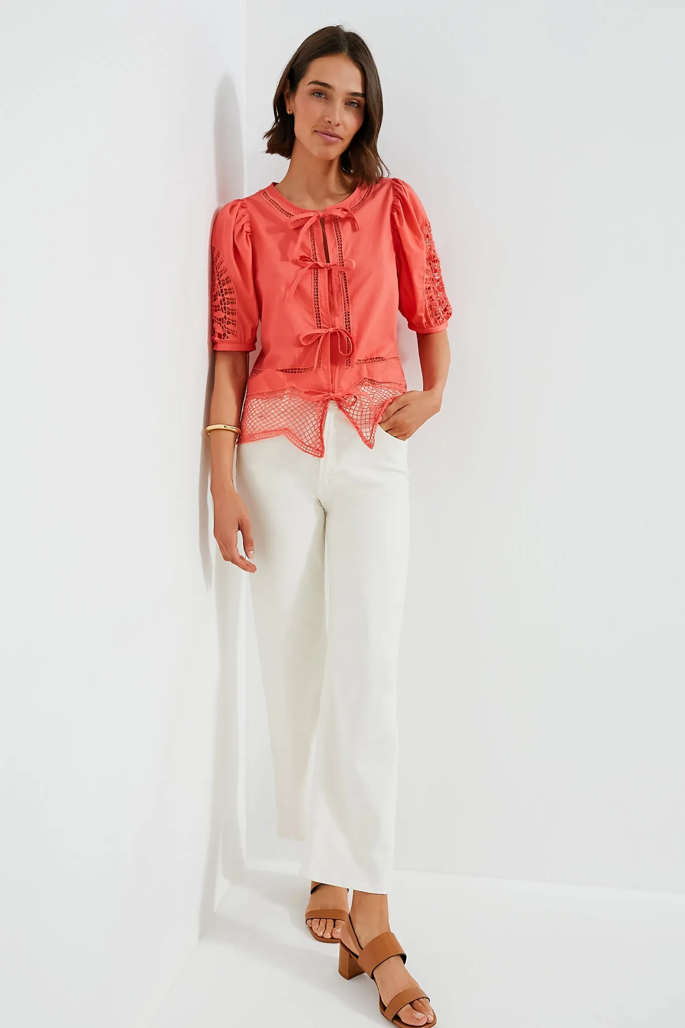 Just Peachy Cotton Eyelet Top