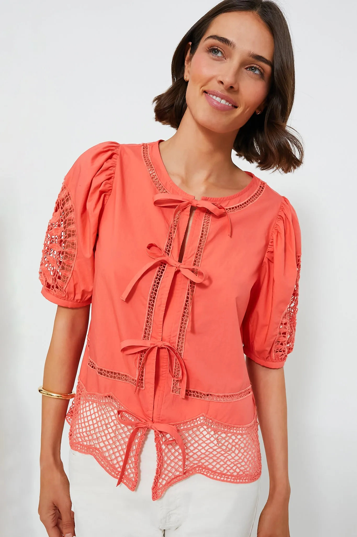 Just Peachy Cotton Eyelet Top